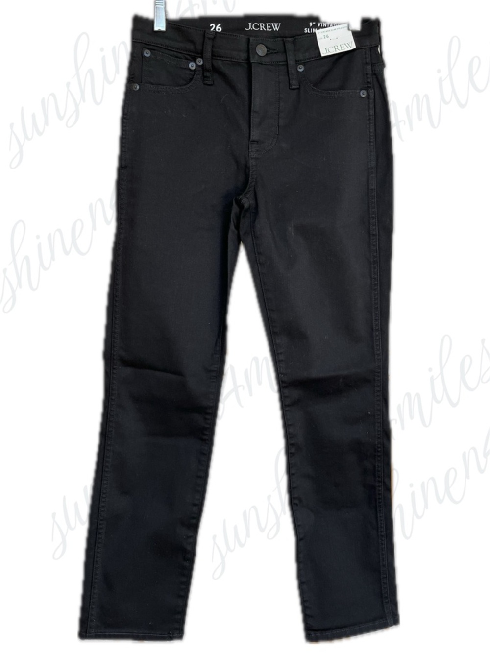 J.Crew JCREW 9" BLACK WASH Mid-Rise Vintage-Inspired Slim-Straight BB767 size 26